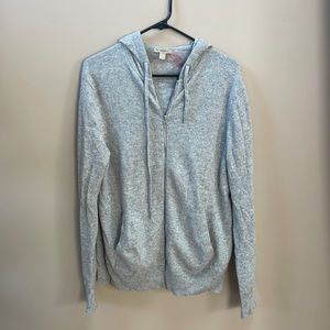 Large unisex Burberry Brit grey cashmere zip up hoodie